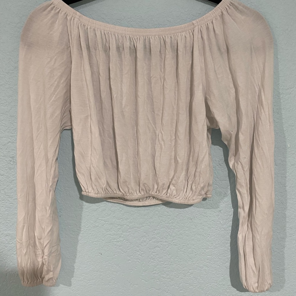 White off the shoulder long sleeve top